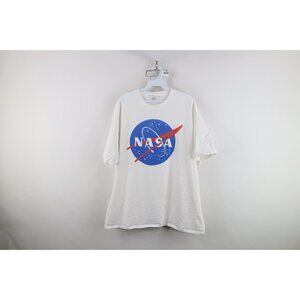 Vintage 90s Y2K Mens XL Spell Out NASA Space Short Sleeve T-Shirt White Cotton